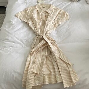 kate spade Striped Polo Midi Dress in Cream and White